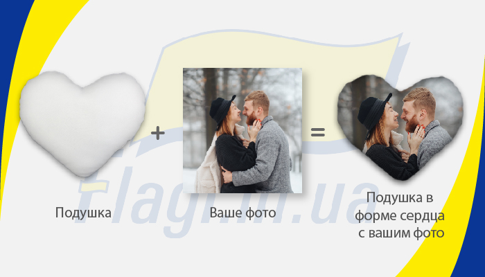Подушка сердце с индивидуальным дизайном на заказ